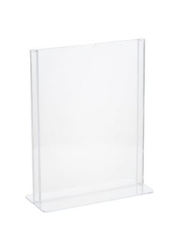 PARTNER 4 X 6 Inch (A6) T Shape Acrylic Sign Holder Double Side Table Menu Stand, Clear Plastic Desktop Display Perfect for Restaurants, Promotions, Photo Frames, School, Office, Hotel, Party 1Pc  - Image 1