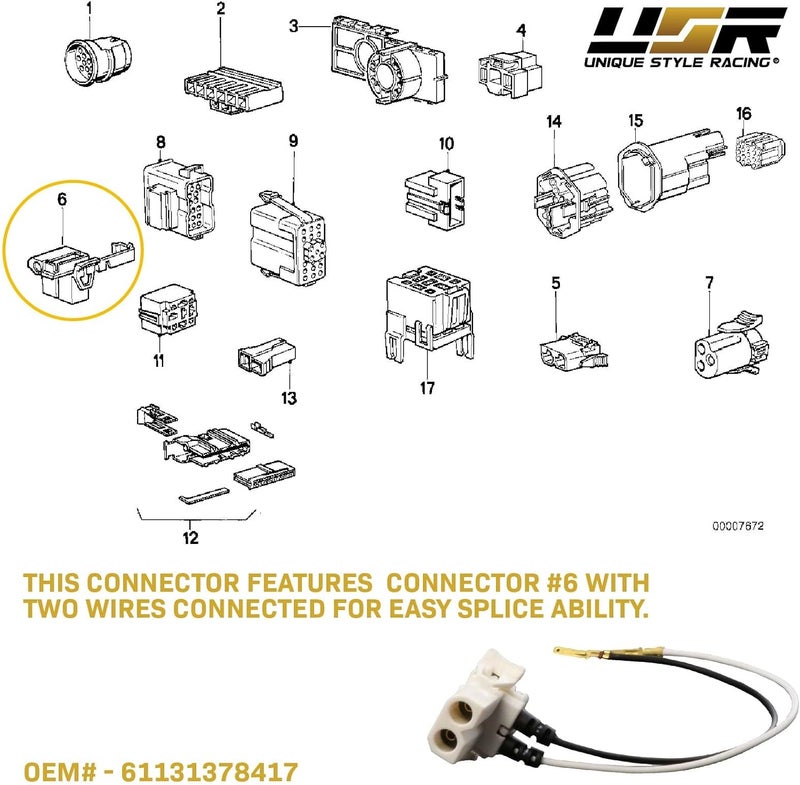 USR UNIQUE STYLE RACING موصل سلك ضوء الضباب USR 92-99 E36 - Image 2