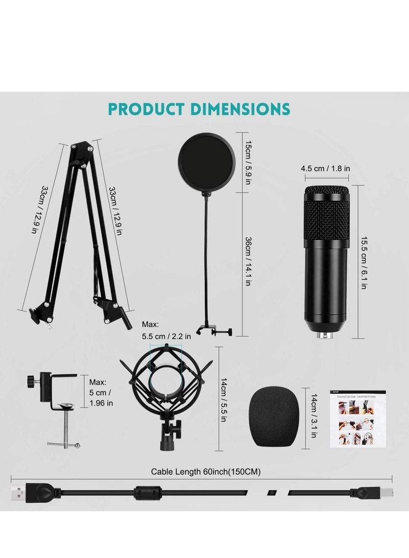 ELTRAZONE USB Condenser Microphone for PC – 192KHZ/24BIT Professional Cardioid Mic Kit with Adjustable Scissor Arm Stand, Shock Mount, and Pop Filter – Ideal for Karaoke, YouTube, Gaming, and Podcasting – High-Quality Sound with Noise Reduction  - Image 5