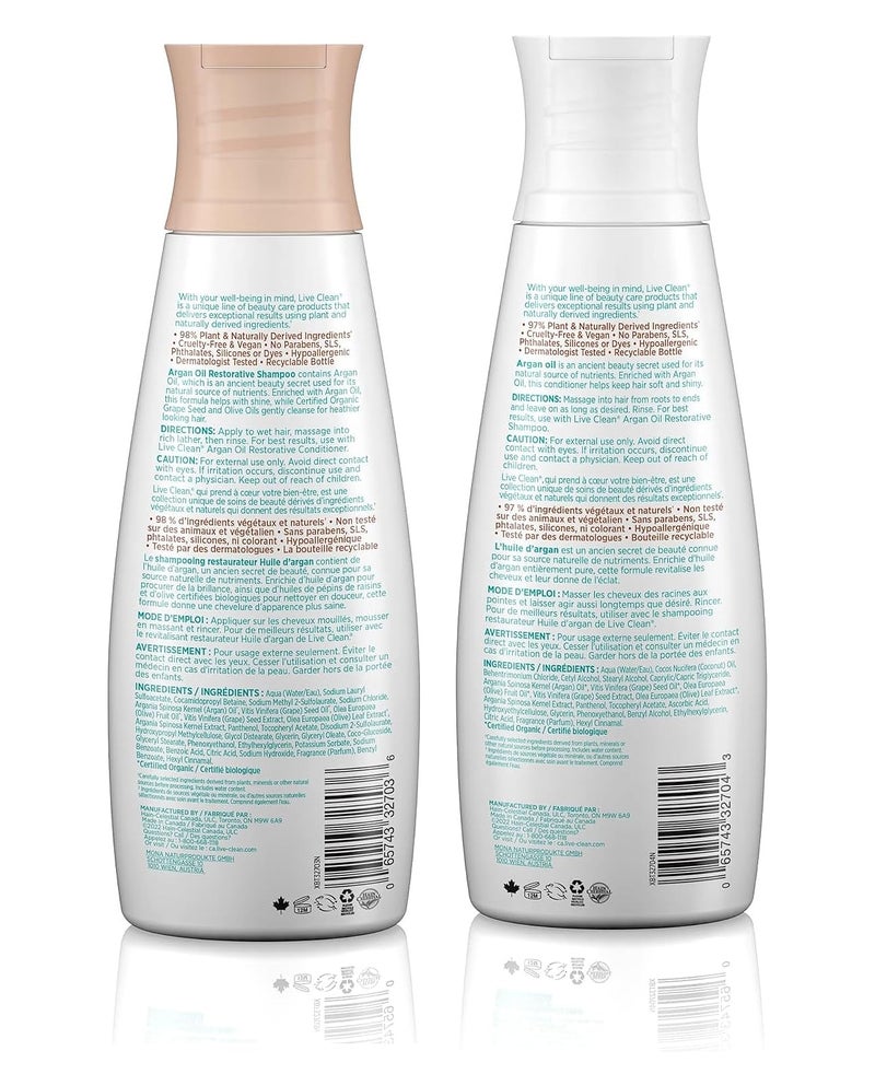 Live Clean Exotic Nectar Restorative Shampoo and Conditioner with Argan, Grape Seed, and Olive Oils, 12 oz each - Image 2