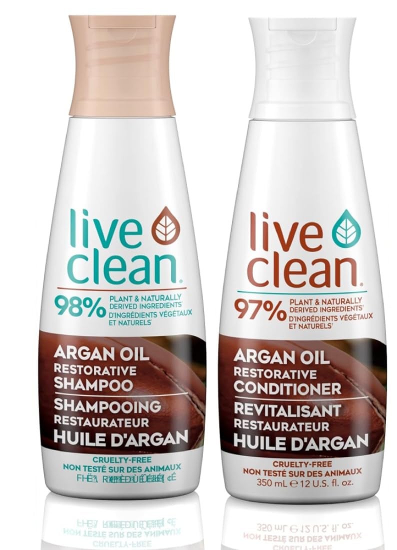 Live Clean Exotic Nectar Restorative Shampoo and Conditioner with Argan, Grape Seed, and Olive Oils, 12 oz each - Image 1