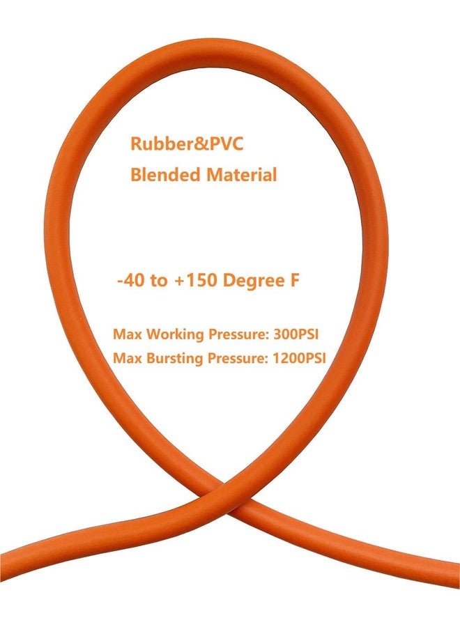 سانفو خرطوم ضاغط هواء هجين من البولي فينيل كلوريد/المطاط من سانفو، مقاس 3/8 بوصة قطر داخلي × 100 قدم، 300 رطل لكل بوصة مربعة، متين وخفيف الوزن، مع وصلة وسدادة نحاسية صناعية مقاس 1/4 بوصة، ومقيدات انحناء، برتقالي (100 قدم) - Image 2