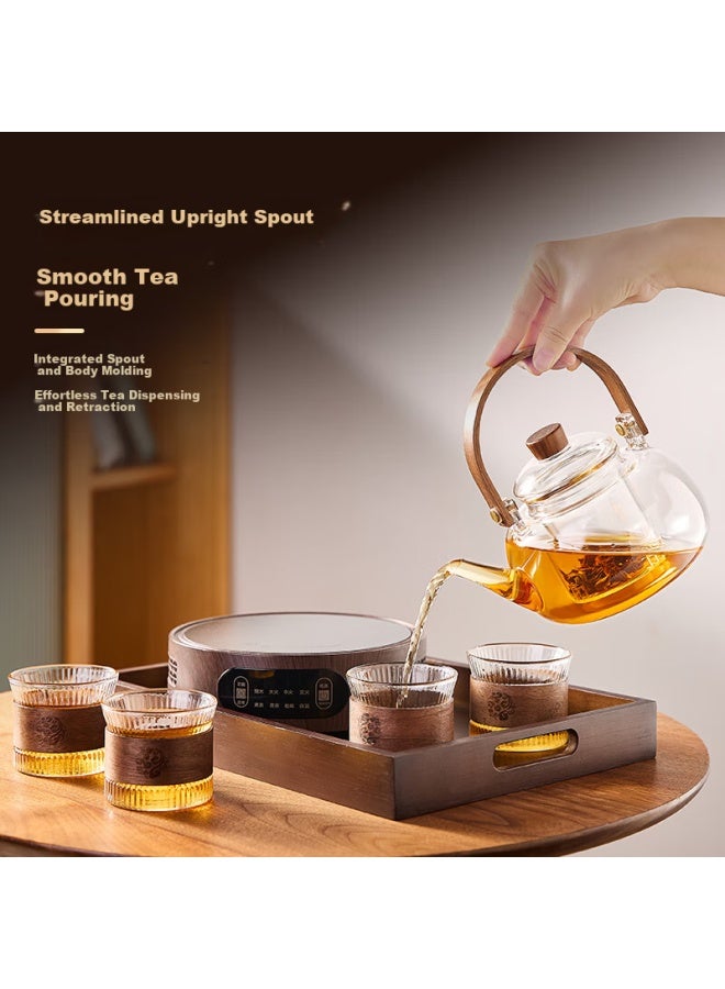 Yihutea Yi Hu Tea Brewing Pot Household Heat-resistant Thickened Electric Ceramic Stove Special Tea Brewer New Carrying Handle Teapot Tea Set With Tea Tray - Image 1