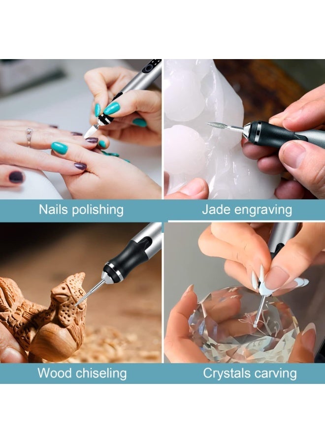 ARIDOO USB Rechargable Engraving Pen with 37 Bits, Mini Electric DIY Engraver Cordless Electric Rotary Tools Kit, Portable Engraving Tool for Jewelry Wood Metal Stone Plastic Glass Etching - Image 5