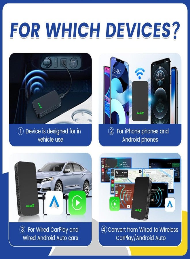 Carlinkit 5.0 2air Wireless CarPlay & Android Auto Wireless Adapter,2 in 1 wireless Adapter for Factory Wired CarPlay and Android Auto Cars,Plug and Play,5GHz WIFI automatic connection - Image 2