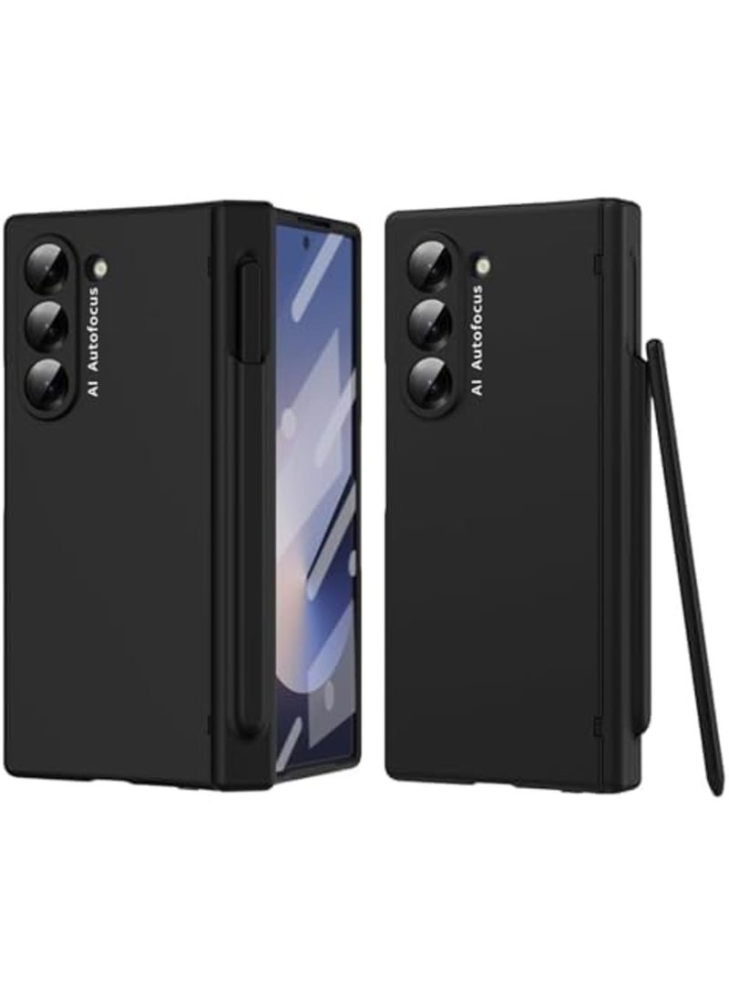 SYOSI Galaxy Z Fold 6 Case - Hinge S Pen Holder with Lens Protection and Stylus, Full Protection for Galaxy Z Fold 6 (Black) - Image 1