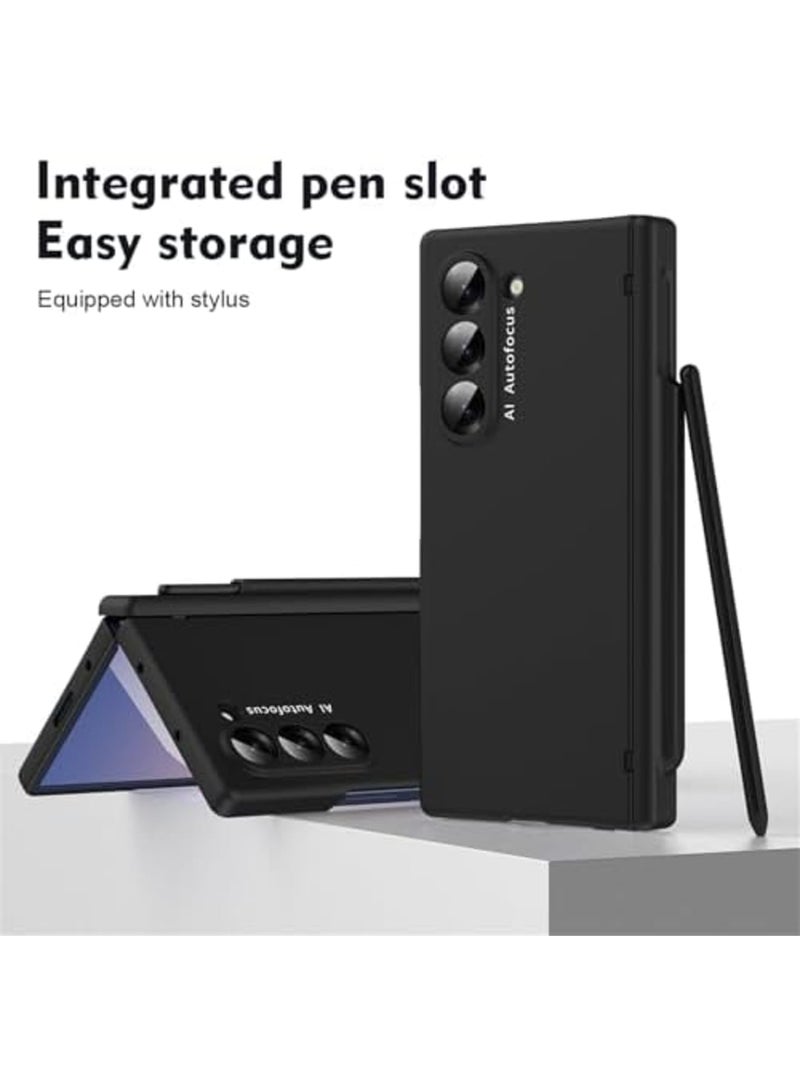 SYOSI Galaxy Z Fold 6 Case - Hinge S Pen Holder with Lens Protection and Stylus, Full Protection for Galaxy Z Fold 6 (Black) - Image 3