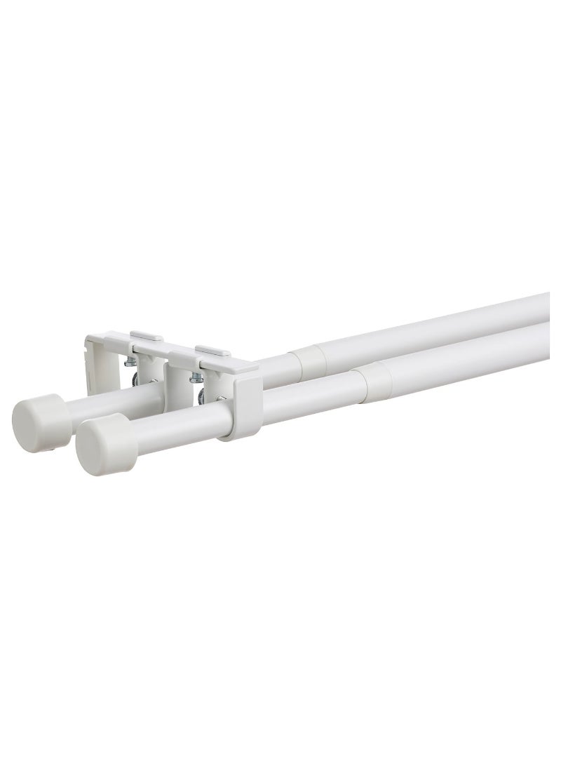 Double Curtain Rod Set, White, Adjustable Length for Hanging Curtains and Sheer Panels, Modern Window Treatment Solution 