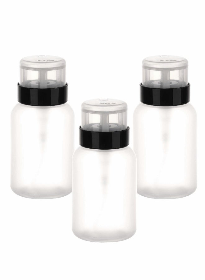 Pack of 4 Push Down Pump Dispenser Lockable Empty Bottle for Alcohol, Acetone, Nail Polish and Makeup Remover, 200 ml (6.8 oz) - Image 1