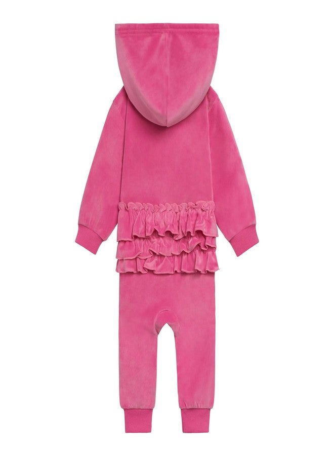 Barbie Infant Baby Girls Velour Matching Family Zip Up Coverall Hot Pink Baby 18 Months - Image 4
