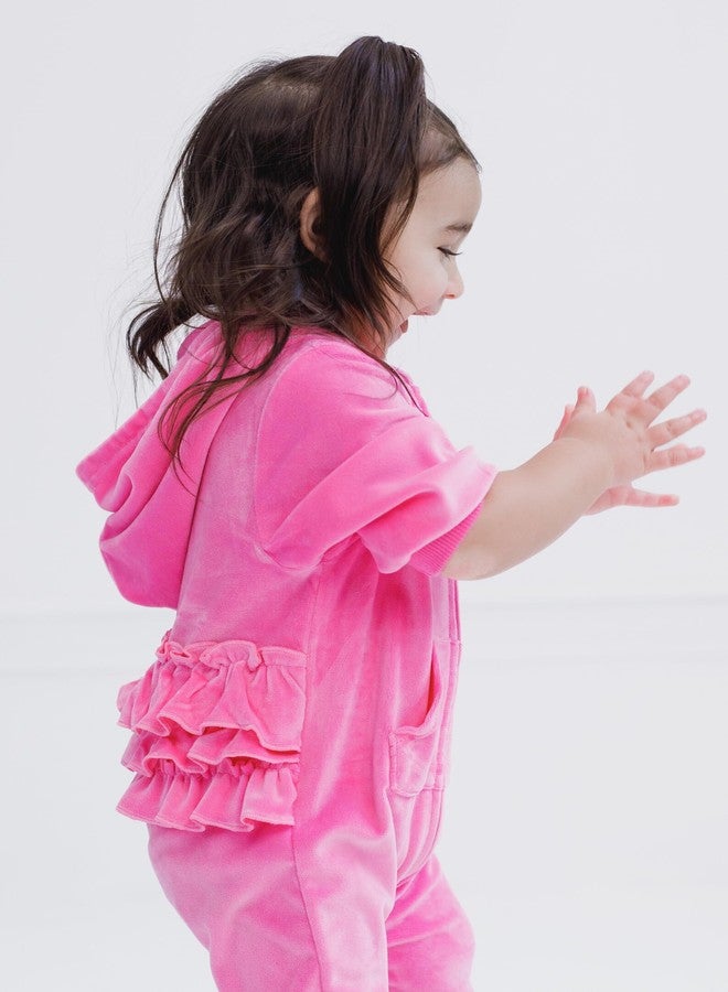 Barbie Infant Baby Girls Velour Matching Family Zip Up Coverall Hot Pink Baby 18 Months - Image 5