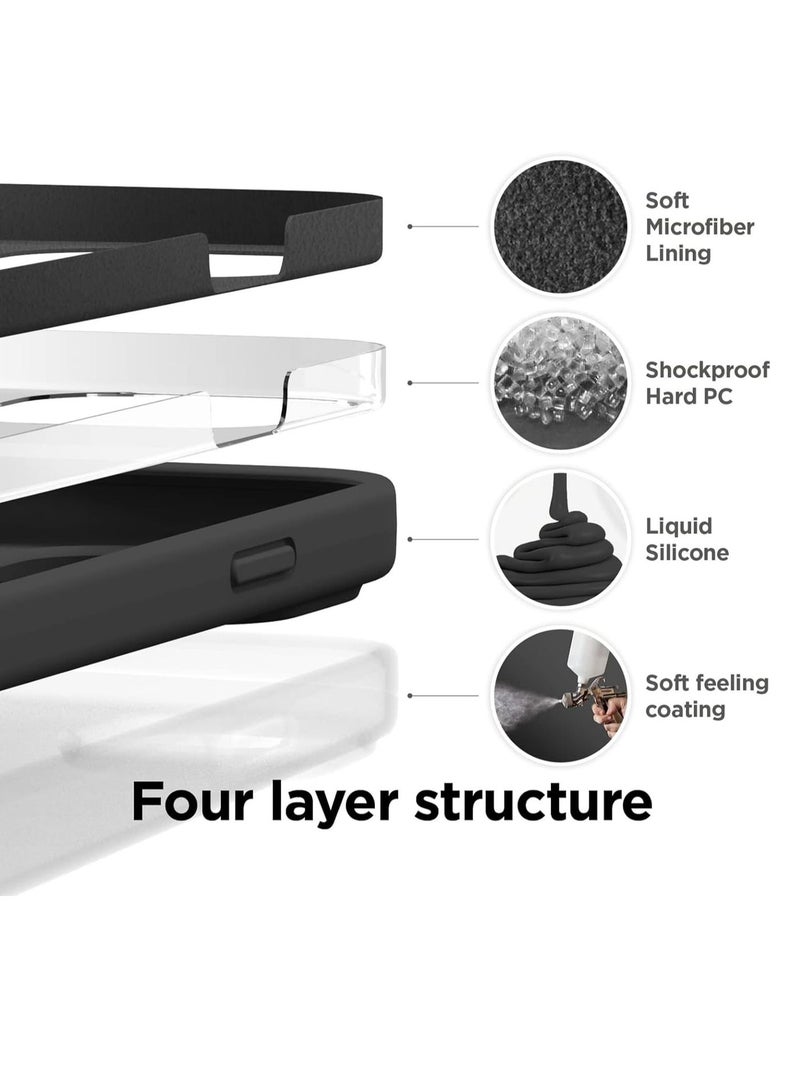 Raxoom [3 in 1] for iPhone 15 Pro Max Case with 9H Tempered Glass Screen Protector, Liquid Silicone Shockproof Protective Case,Slim Phone Cover for iPhone 15 Pro Max (iphone 15 Pro Max, Black) - Image 3