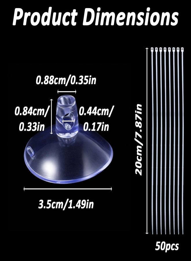 Zyghjort 30PCS 35mm Suction Cups with 50PCS Zip Tie, Aquarium Suction Cup Fish Tank Plant Holder Sucker Pad for Binding Aquarium Plant Holder Fishes Tanks Plants Moss Shrimp Nest Landscape Fixation - Image 2