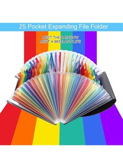 joyzzz Expanding File Folder 25 Document Folder Pockets Portable Document Organizer With Colored Tabs File Organizer For Teacher Office Classroom Desk  - Image 4