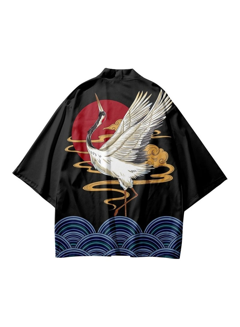 Loquat New China-Chic Element 3D Printing Cardigan Loose Men's Cape - Image 1