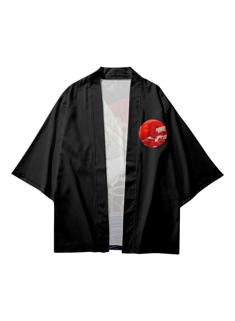 Loquat New China-Chic Element 3D Printing Cardigan Loose Men's Cape - Image 2