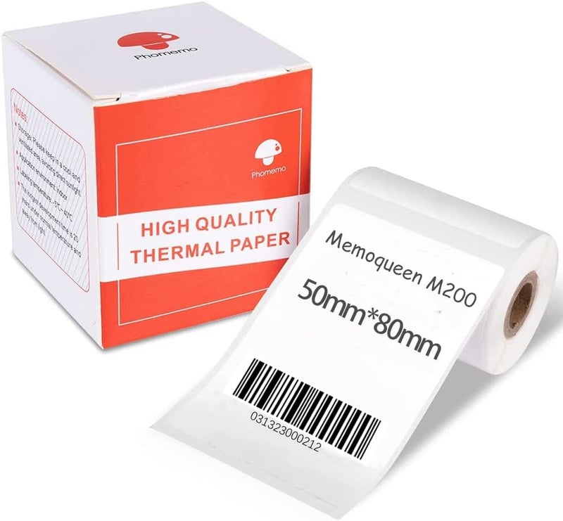 Memoqueen M110 Label Paper, Phomemo Labels Paper for M110/M120/M200/M220 Label Maker, Adhesive Rectangle Labels, 1.97"x 3.15"(50x80mm) Thermal Sticker Label Paper for Kitchen, Office, Study, 100labels/roll - Image 1
