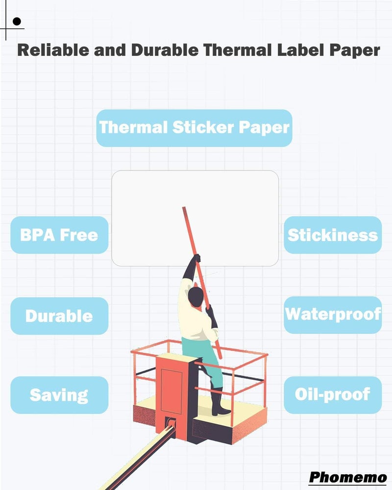 Memoqueen M110 Label Paper, Phomemo Labels Paper for M110/M120/M200/M220 Label Maker, Adhesive Rectangle Labels, 1.97"x 3.15"(50x80mm) Thermal Sticker Label Paper for Kitchen, Office, Study, 100labels/roll - Image 5