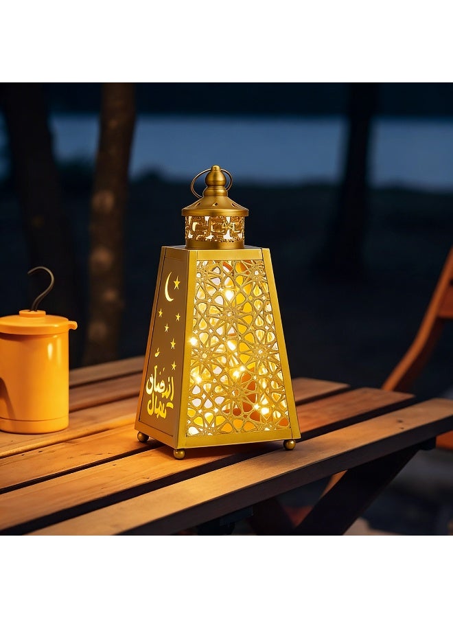 VUCATIN فانوس رمضان، فانوس عيد مبارك كبير معلق على شكل نجمة وقمر لطاولة الفناء المنزلي، قطعة مركزية لحفلات الزفاف، ديكور المهرجانات - Image 4