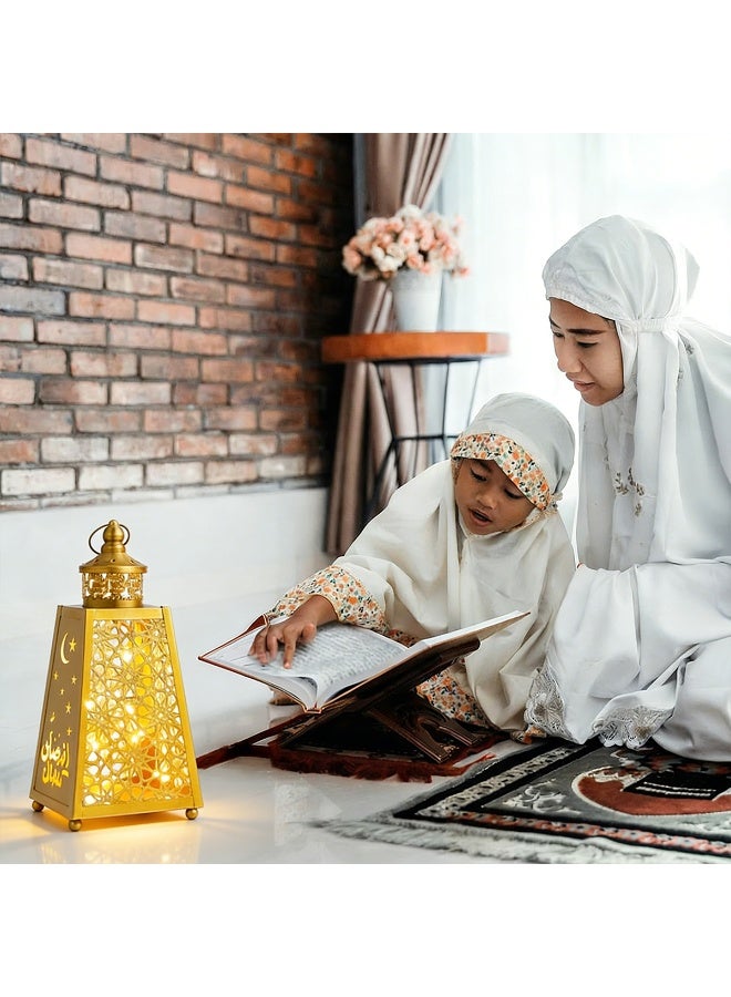 VUCATIN فانوس رمضان، فانوس عيد مبارك كبير معلق على شكل نجمة وقمر لطاولة الفناء المنزلي، قطعة مركزية لحفلات الزفاف، ديكور المهرجانات - Image 3