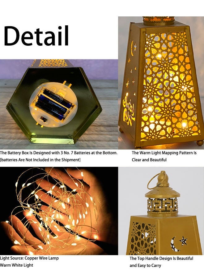 VUCATIN فانوس رمضان، فانوس عيد مبارك كبير معلق على شكل نجمة وقمر لطاولة الفناء المنزلي، قطعة مركزية لحفلات الزفاف، ديكور المهرجانات - Image 5