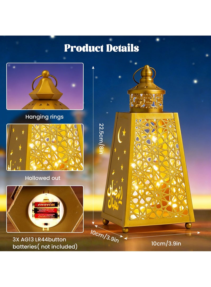 VUCATIN فانوس رمضان، فانوس عيد مبارك كبير معلق على شكل نجمة وقمر لطاولة الفناء المنزلي، قطعة مركزية لحفلات الزفاف، ديكور المهرجانات - Image 2