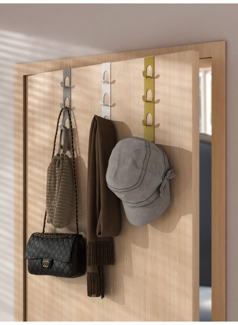 Smart Storage 🤝Smart Storage OTD Multifunctional Vertical Hanger Over The Door Hook Rack, Space Saving Carbon Steel Organizer for Clothes, Bags & Towels, No Drilling Required (White/Grey/Gold). - Image 2