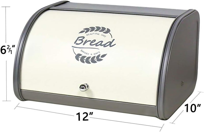KL X458 Gray Bread Box Roll Top, Metal Bread Box for Kitchen Countertop, Large Space, Keeps Bakery Items Fresh Longer, Bread Bin for Kitchen Countertop, Breadbox to Store Cookies, Bagels, Muffins - Image 2