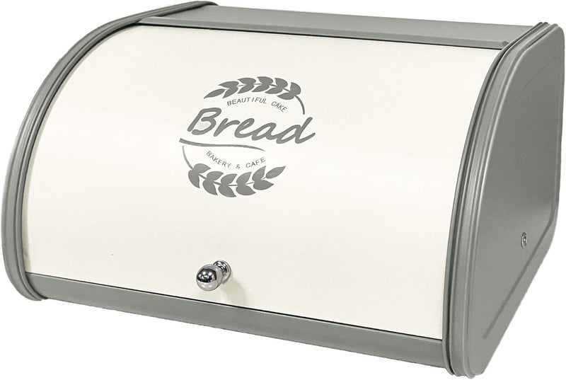 KL X458 Gray Bread Box Roll Top, Metal Bread Box for Kitchen Countertop, Large Space, Keeps Bakery Items Fresh Longer, Bread Bin for Kitchen Countertop, Breadbox to Store Cookies, Bagels, Muffins - Image 1