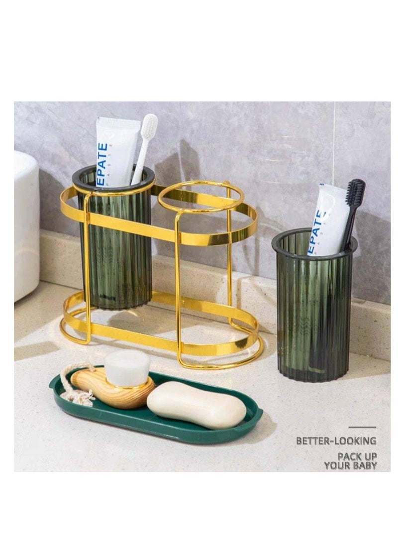 Green Gold Double Spoon Drainer - Multipurpose with Elegant Gold Metal Stand Mk - Image 2