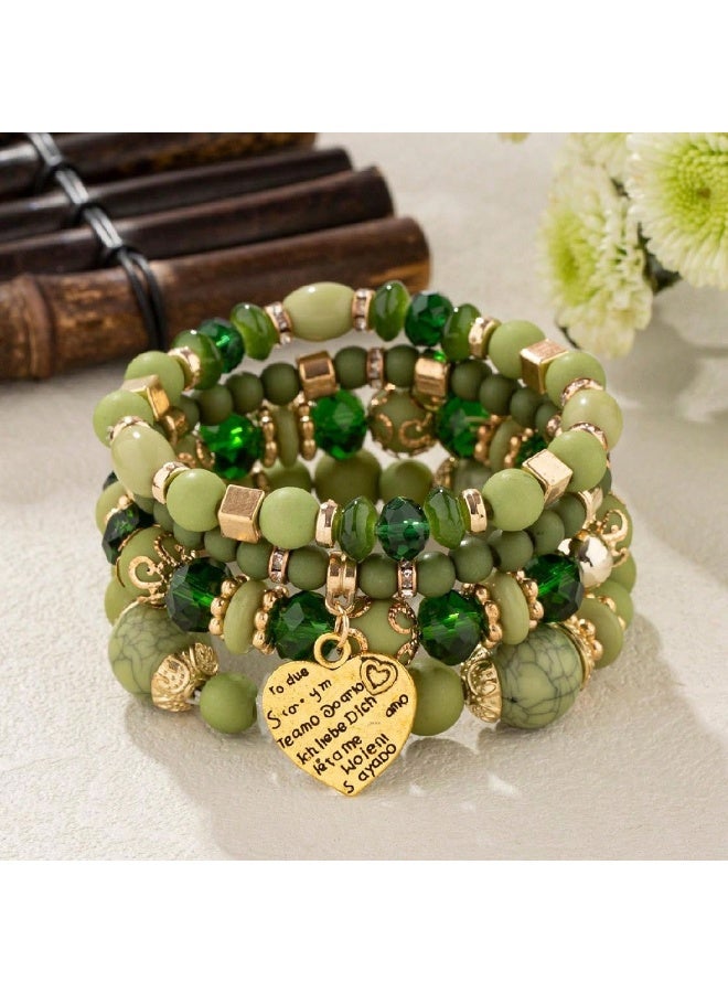 NIBEMINENT Bohemian Beaded Peach Heart Love Bracelet - Wholesale European and American Accessories