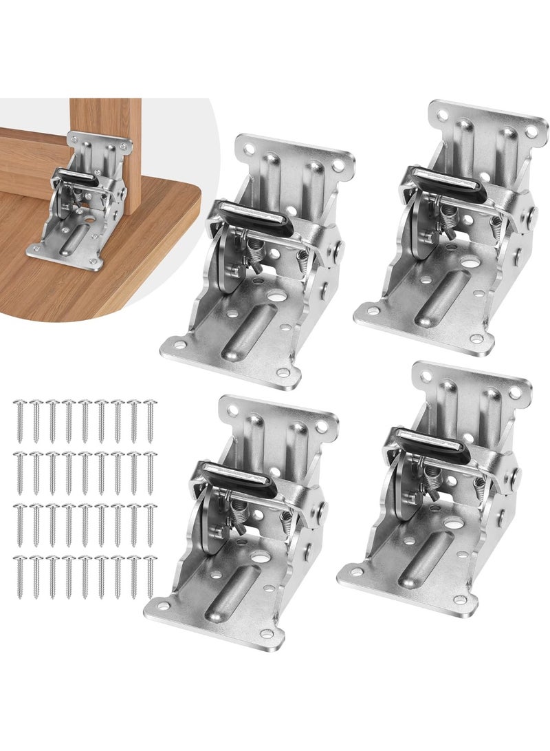 Relex 4 Pack Folding Brackets, Self-Lock Hinge with Screws for Folding Table Legs, Lock Extension Support Bracket Bed Legs, Sliver - Image 1