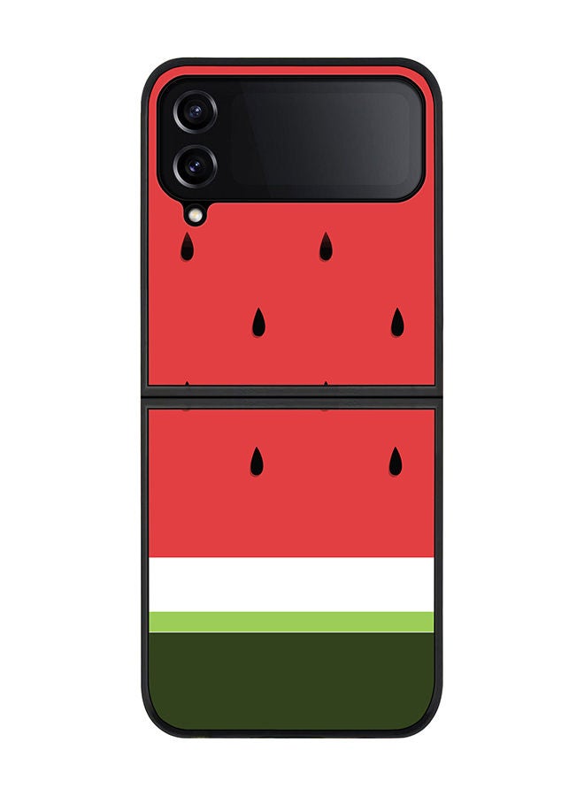 Stylizedd Rugged Black edge case for Samsung Galaxy Z Flip4 Slim fit Soft Case Flexible Rubber Edges Anti Drop TPU Gel Thin Cover - Minimal Watermelon - Image 1