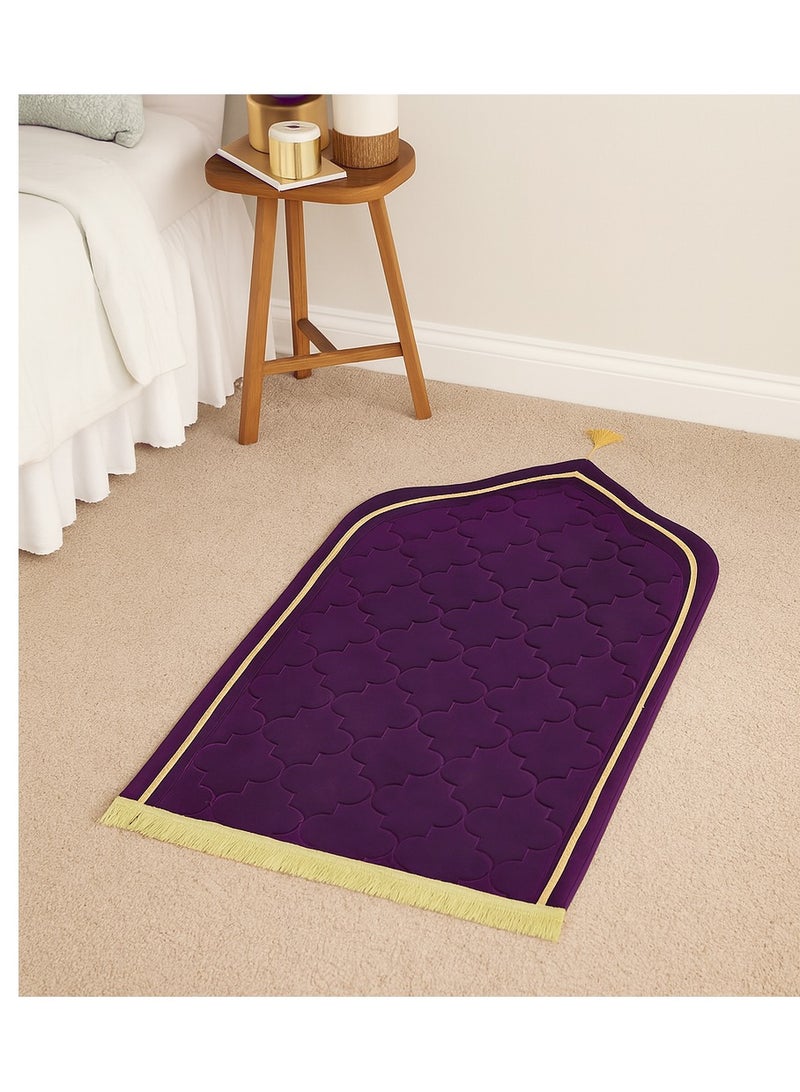 Fabienne Foam Filled Prayer Mat Soft, Anti-Skid, Portable and Light-Weight Sajada for Men Women Kids Eid Gift Ramadan 70x110cm Purple - Image 2
