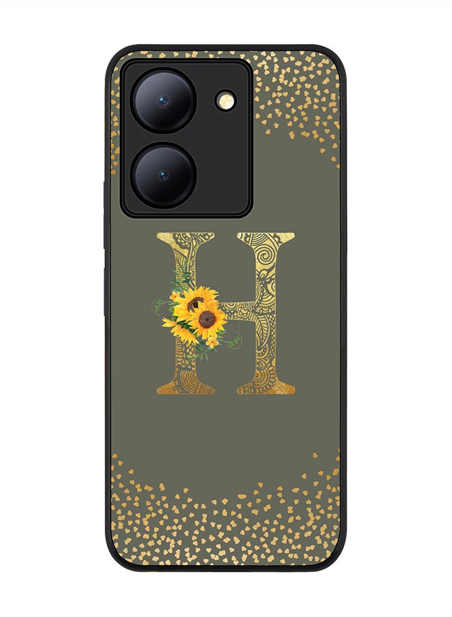 Stylizedd Case for Vivo Y27s/ Vivo Y27 5G, Slim fit Flexible Cover Custom Monogram Initial Letter Floral Mandala Pattern Alphabet - H (Olive Green) - Image 1