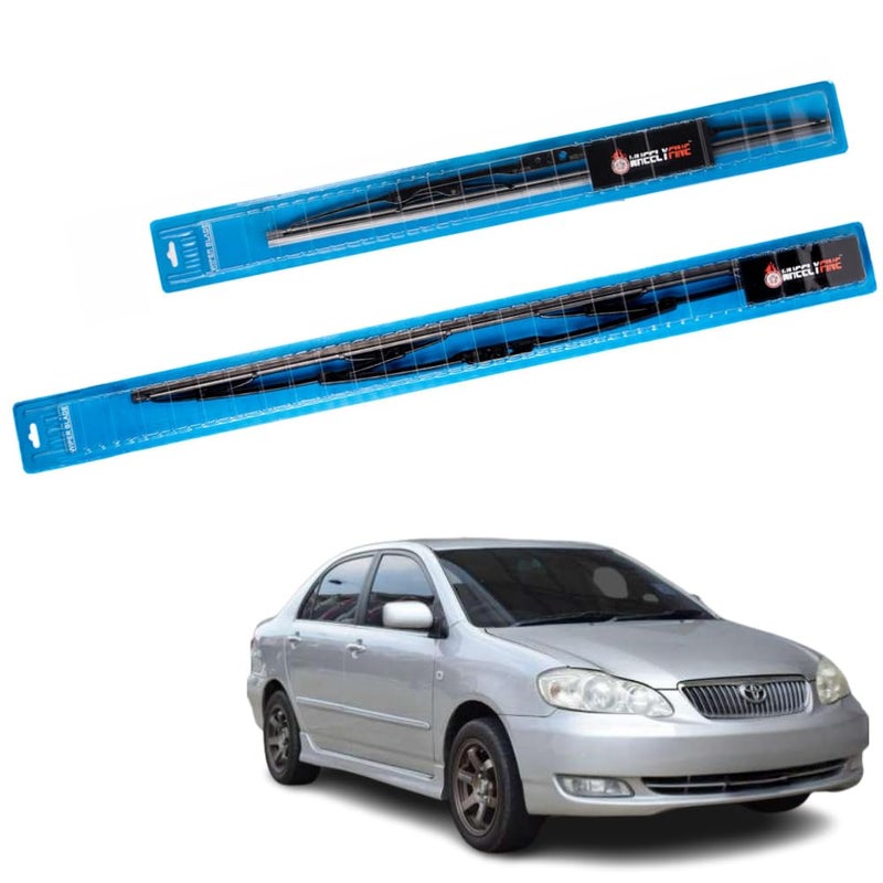 Wheelyfine Car Wiper Blades | Metal Frame | Water Repellent Windshield Wipers | Blade Refills (Tyota Corola Altis(E14)(2006 Onward) Dr 24"/Pa 16") - Image 2