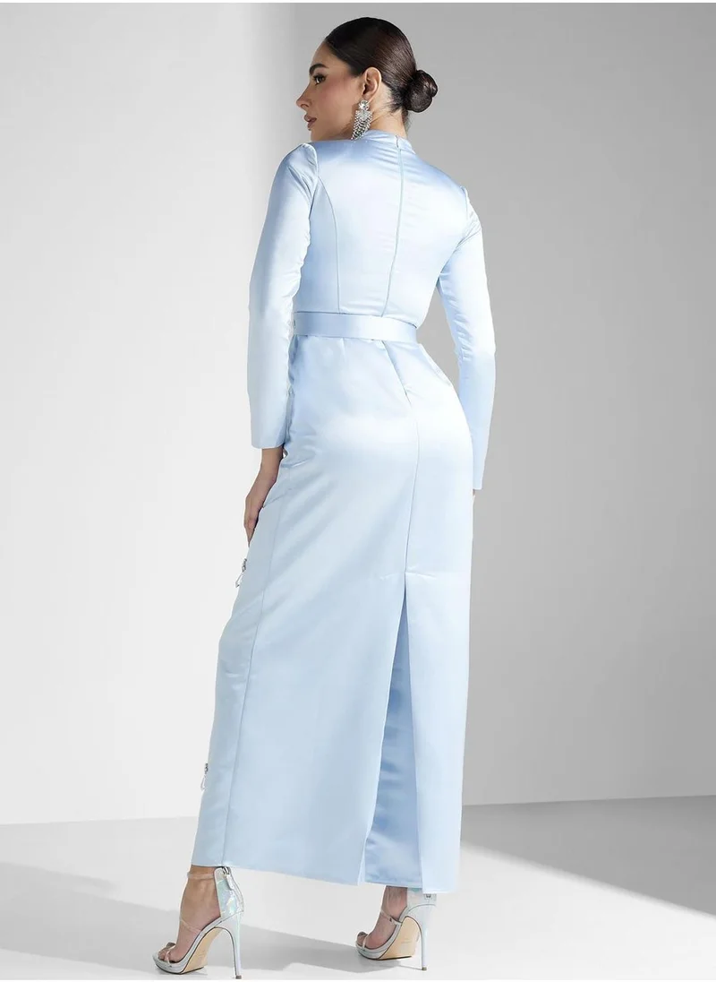 Akadia Fashion Embellished High Neck Dress