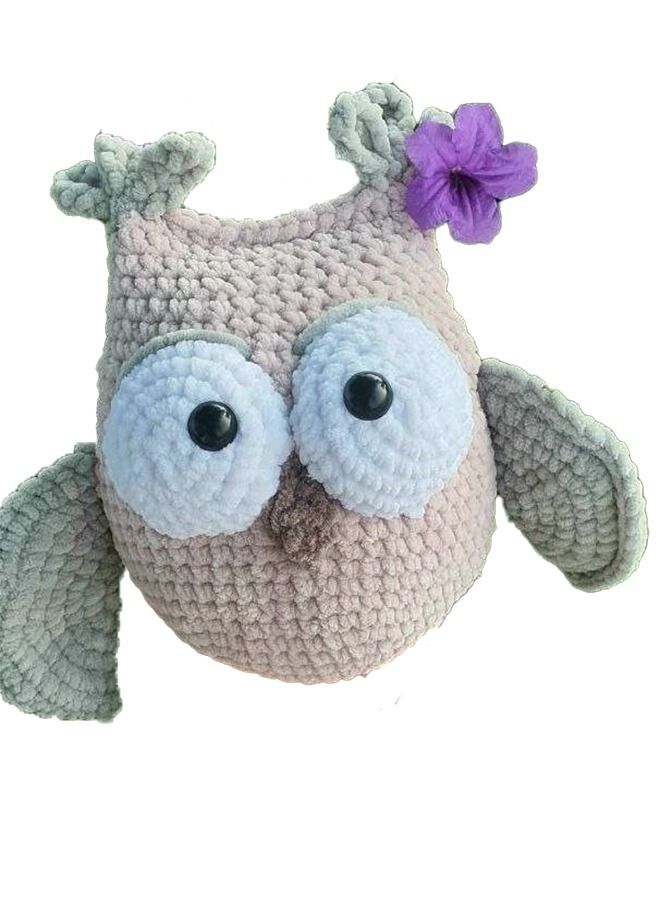 Draxon funny owl crochet fuzzy stuffed with wings cuddly knit soft yarn plush - Image 1