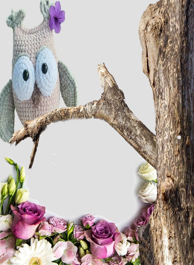 Draxon funny owl crochet fuzzy stuffed with wings cuddly knit soft yarn plush - Image 3