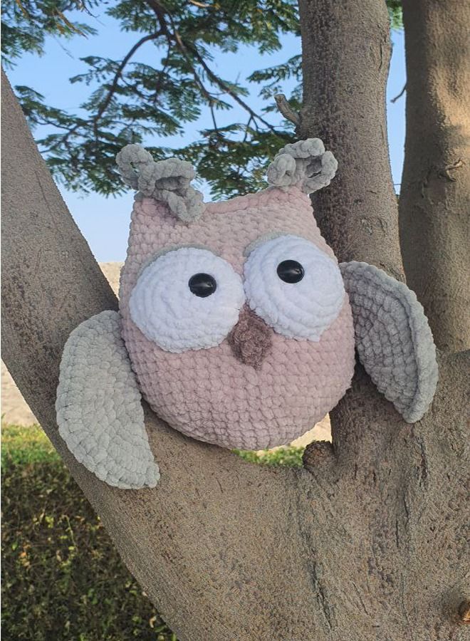 Draxon funny owl crochet fuzzy stuffed with wings cuddly knit soft yarn plush - Image 5