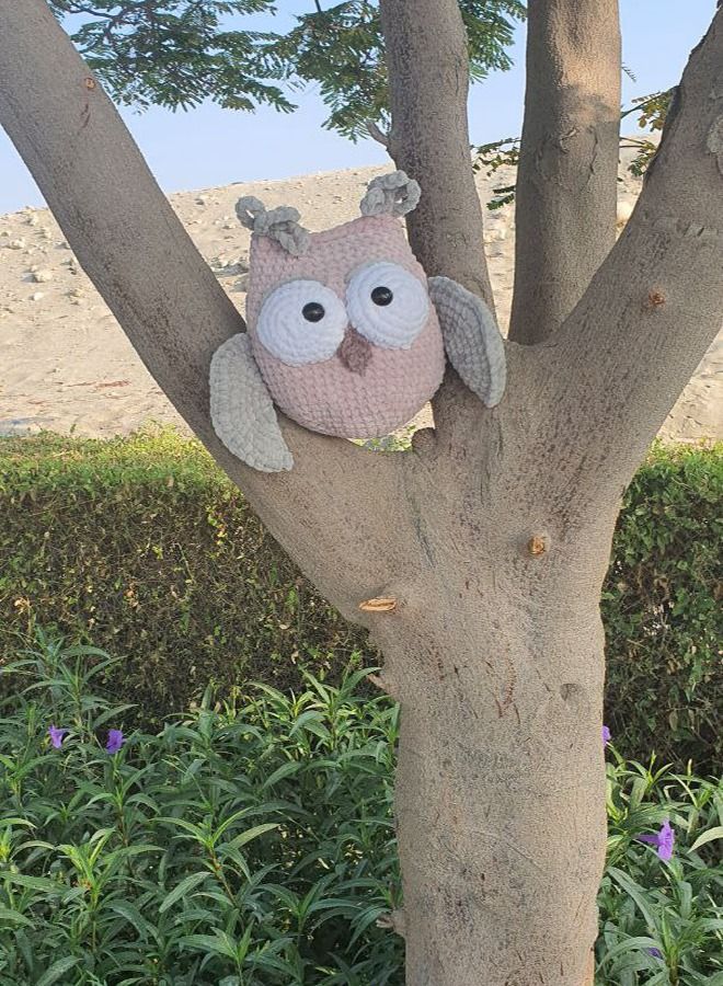 Draxon funny owl crochet fuzzy stuffed with wings cuddly knit soft yarn plush - Image 4