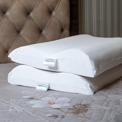 ORGANIC SLEEP Cervical Pillow, Natural Latex, Size 24x16x3/4 Inch, Pack of 2 with Cotton Cover, Orthopaedic Neck Support, Ergonomic Design, Natural Latex Foam Pillow for Neck and Spine Alignment - Image 1