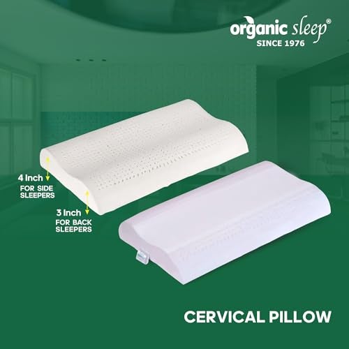 ORGANIC SLEEP Cervical Pillow, Natural Latex, Size 24x16x3/4 Inch, Pack of 2 with Cotton Cover, Orthopaedic Neck Support, Ergonomic Design, Natural Latex Foam Pillow for Neck and Spine Alignment - Image 2