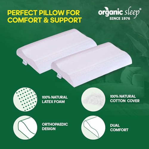 ORGANIC SLEEP Cervical Pillow, Natural Latex, Size 24x16x3/4 Inch, Pack of 2 with Cotton Cover, Orthopaedic Neck Support, Ergonomic Design, Natural Latex Foam Pillow for Neck and Spine Alignment - Image 3