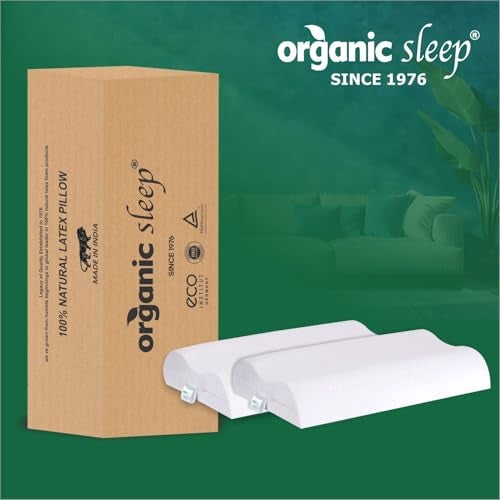 ORGANIC SLEEP Cervical Pillow, Natural Latex, Size 24x16x3/4 Inch, Pack of 2 with Cotton Cover, Orthopaedic Neck Support, Ergonomic Design, Natural Latex Foam Pillow for Neck and Spine Alignment - Image 5