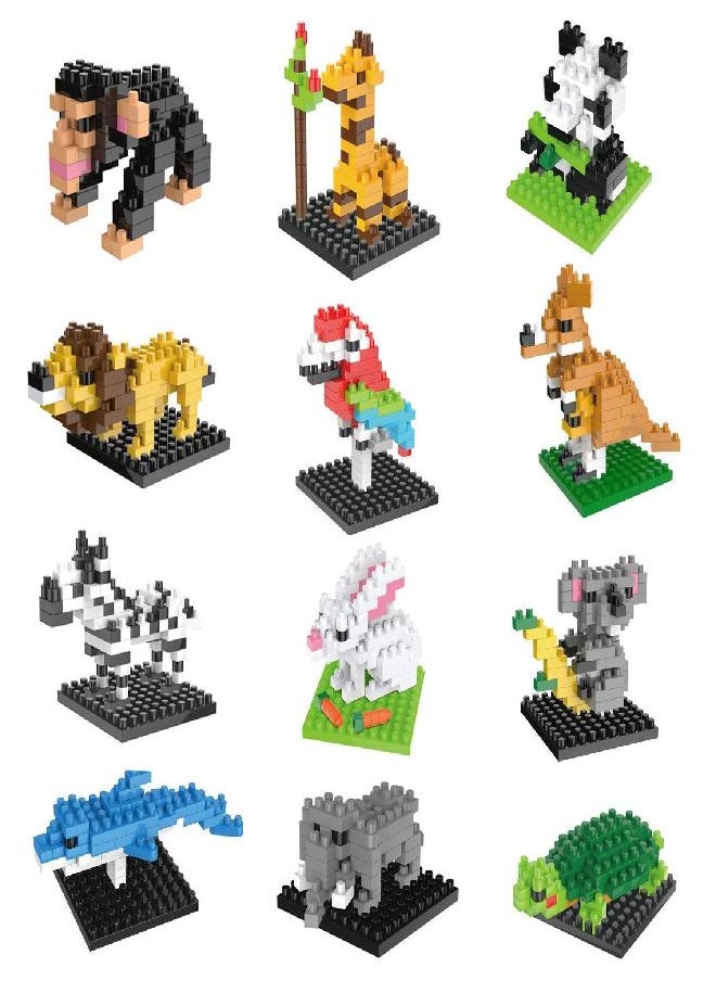 FUN LITTLE TOYS FUN LITTLE TOYS Party Favors for Kids, Mini Animals Building Blocks Sets for Goodie Bags, Prizes, Birthday Gifts, 12 Boxes  - Image 1