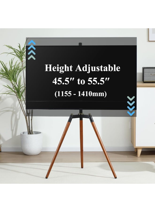 BEETEC Tripod TV Floor Stand for 32–65 Inch Flat Screen TVs, Wooden Legs, Tilt ±70°, VESA 600x400mm, Load Capacity 32 kg, Height Adjustable TV Stand for Home, Office, Events, Black | TF-FS109B - Image 3