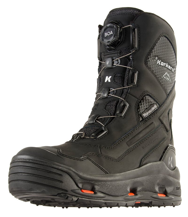 Korkers Mens Polar Vortex 600 Winter Boots Insulated and Waterproof Includes Interchangeable SnowTrac Lug Sole Size 10