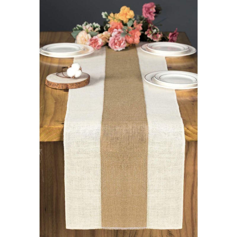 Zikra Burlap Table Runner Rustic Table Runner Farmhouse Table Decor Macrame Table Runner Jute Woven Fabric Light Colour Edge 12X72 Inches - Image 3