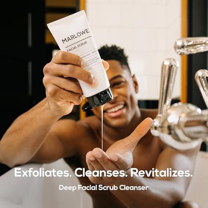 MARLOWE. No. 122 Facial Scrub 6 oz, Gentle Face Exfoliator with Apricot Seed Powder & Pumice, Cleanses & Smooths, Fresh Pine & Agarwood Scent - Image 2